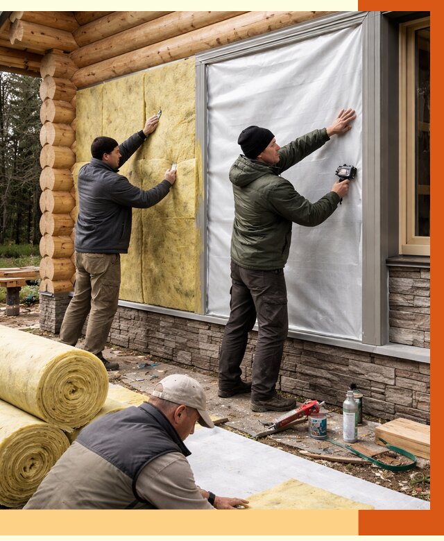 Утепление бревенчатого дома в юбилейном от 7882 руб/м2 — заказать под ключ | ТепломастерЮбл