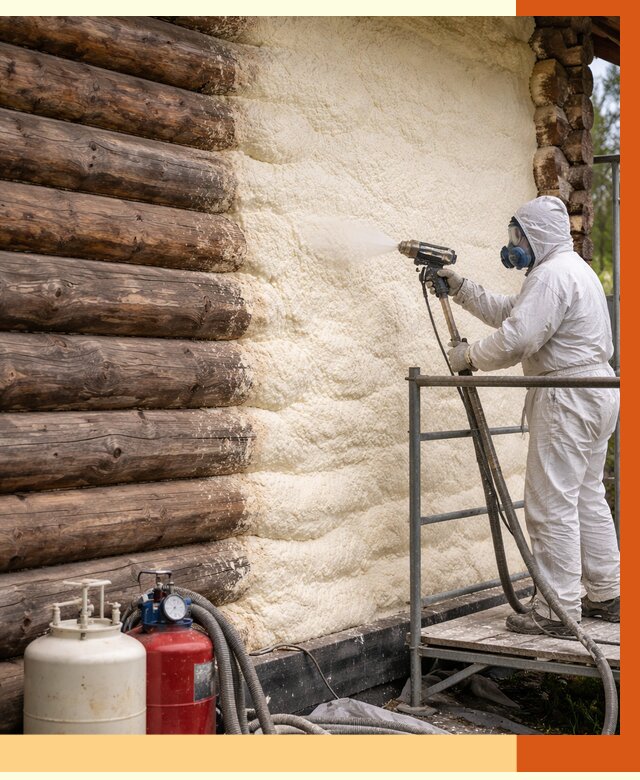 Утепление бревенчатого дома ППУ в юбилейном под ключ от 6439 руб. | ТепломастерЮбл