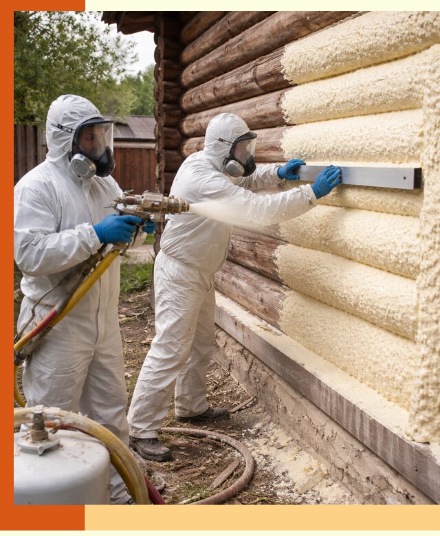 Утепление бревенчатого дома ППУ в юбилейном эффективной изоляцией