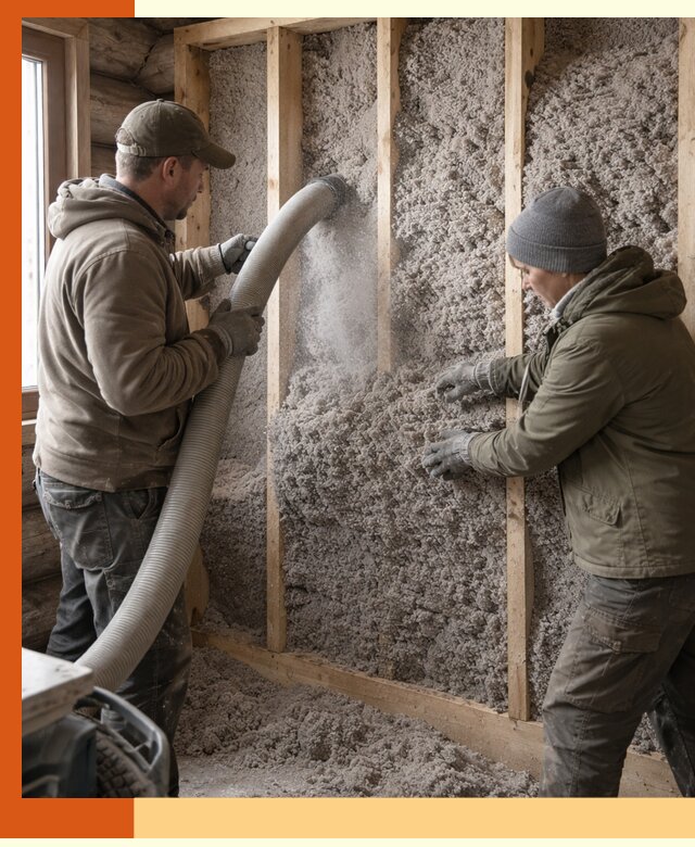 Утепление бревенчатого дома эковатой в юбилейном