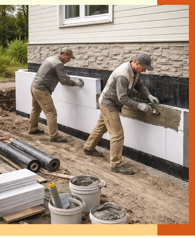 Утепление фундамента снаружи в юбилейном от 4327 руб. за м² | ТепломастерЮбл