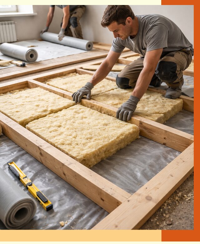 Утепление деревянного пола в юбилейном от 1545 руб./м2 под ключ | ТепломастерЮбл