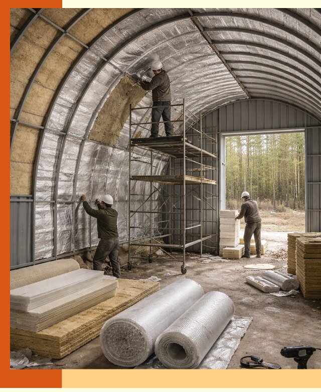 Утепление арочного ангара под ключ в юбилейном