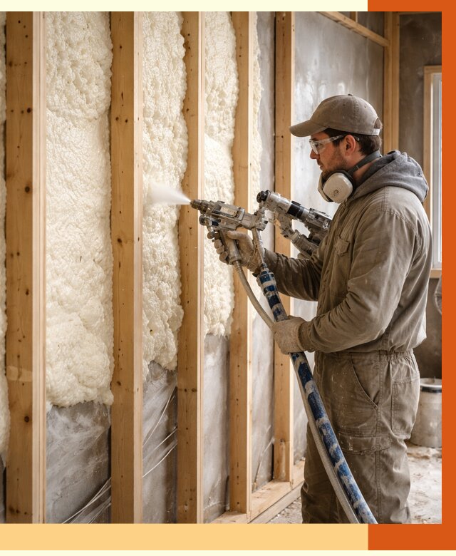 Утепление каркасной стены ППУ в юбилейном от 4379 руб./м2 под ключ | ТепломастерЮбл