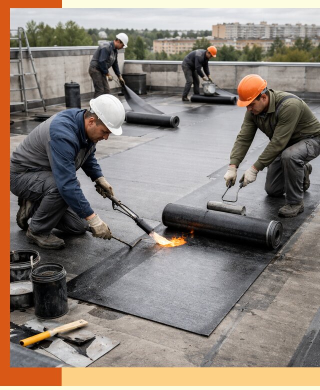 Профессиональная гидроизоляция плоской кровли в юбилейном