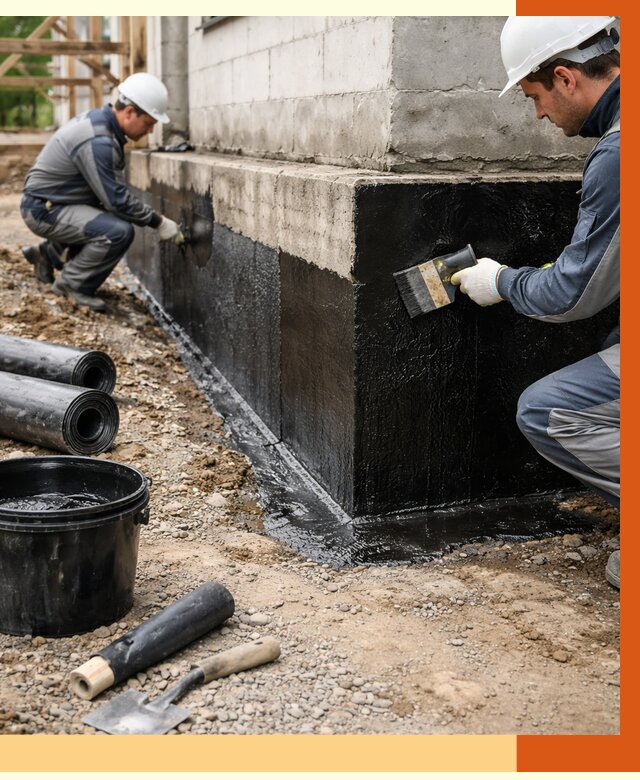 Гидроизоляция фундамента в юбилейном от 1288 руб. — профессионально, под ключ | ТепломастерЮбл