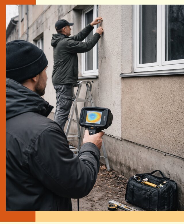 Тепловизионное обследование фасада в юбилейном для выявления дефектов