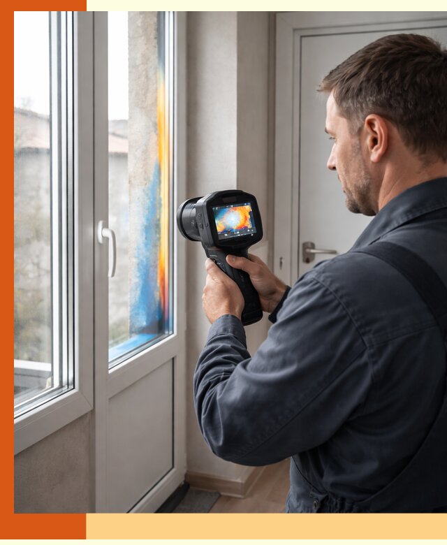 Тепловизионное обследование окон и дверей в юбилейном