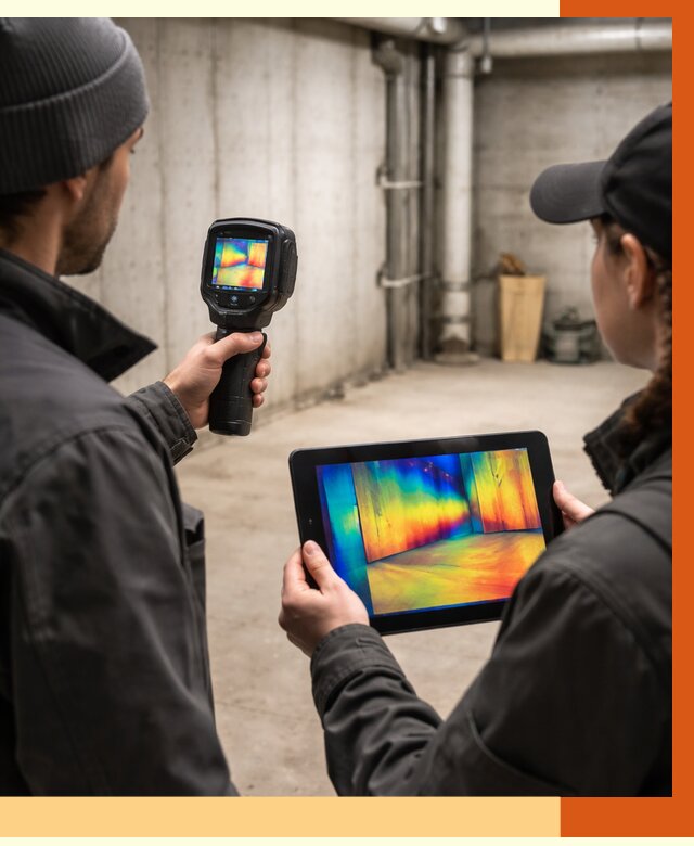 Тепловизионное обследование подвала в юбилейном от 4636 руб. — проверка гидроизоляции | ТепломастерЮбл