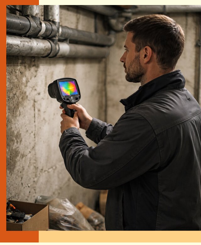 Тепловизионное обследование подвала в юбилейном для поиска утечек тепла