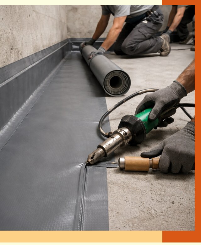 Монтаж гидроизоляционной мембраны в юбилейном от 1025 руб/м2 | ТепломастерЮбл